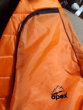 Apex Bright Orange Kids Puffer Jacket with Zip Pocket